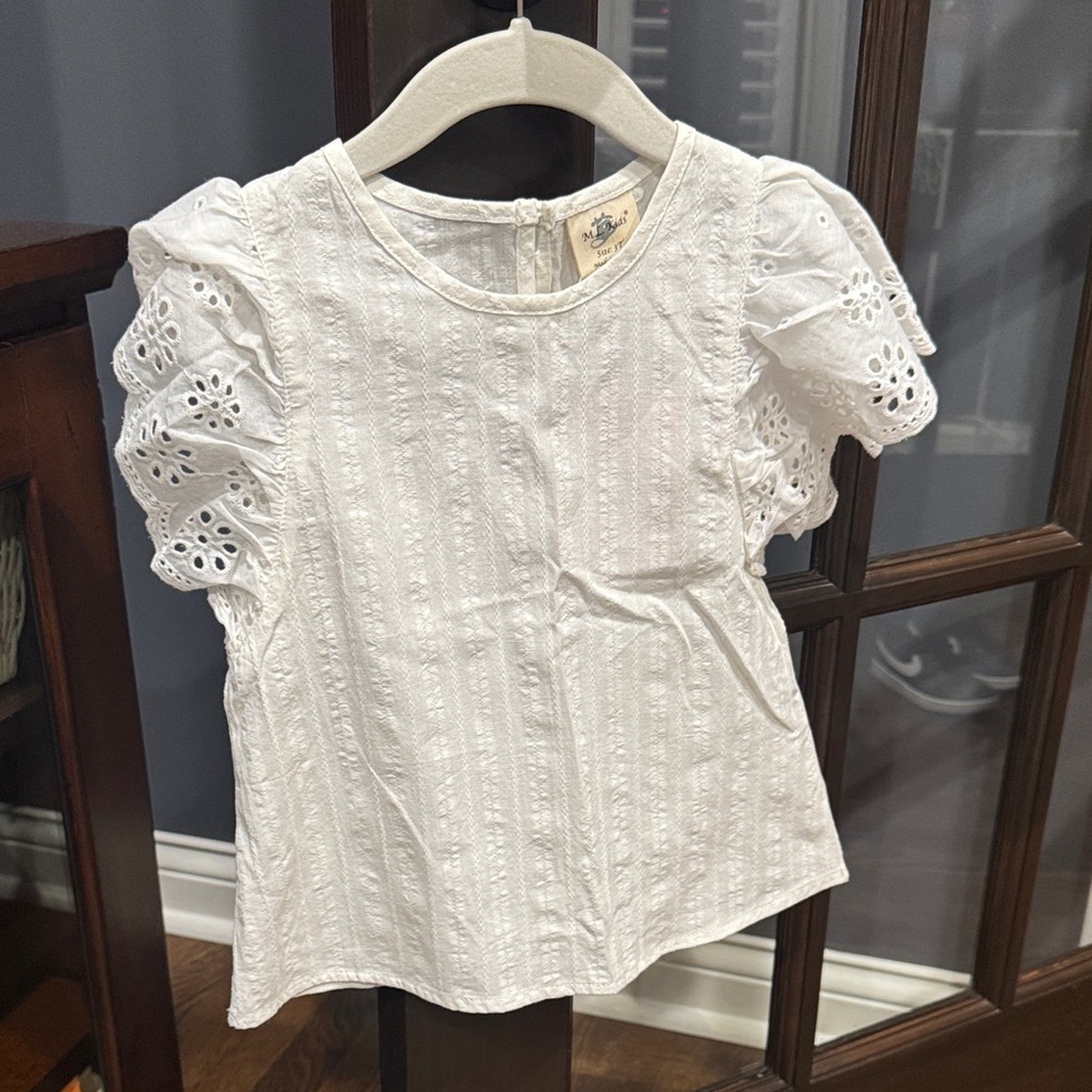 Elegant White Eyelet Kids Blouse
